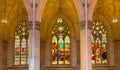 Three stained glass Windows of St. PatrickÃ¢â¬â¢s Cathedral Royalty Free Stock Photo